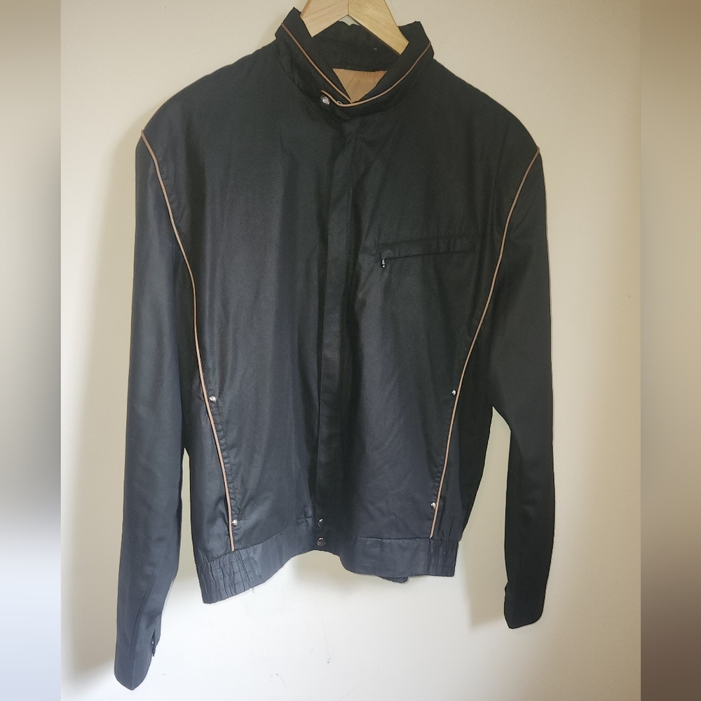 Vintage L'Avion Black Racer-Style Jacket, Men's Size 42/Med